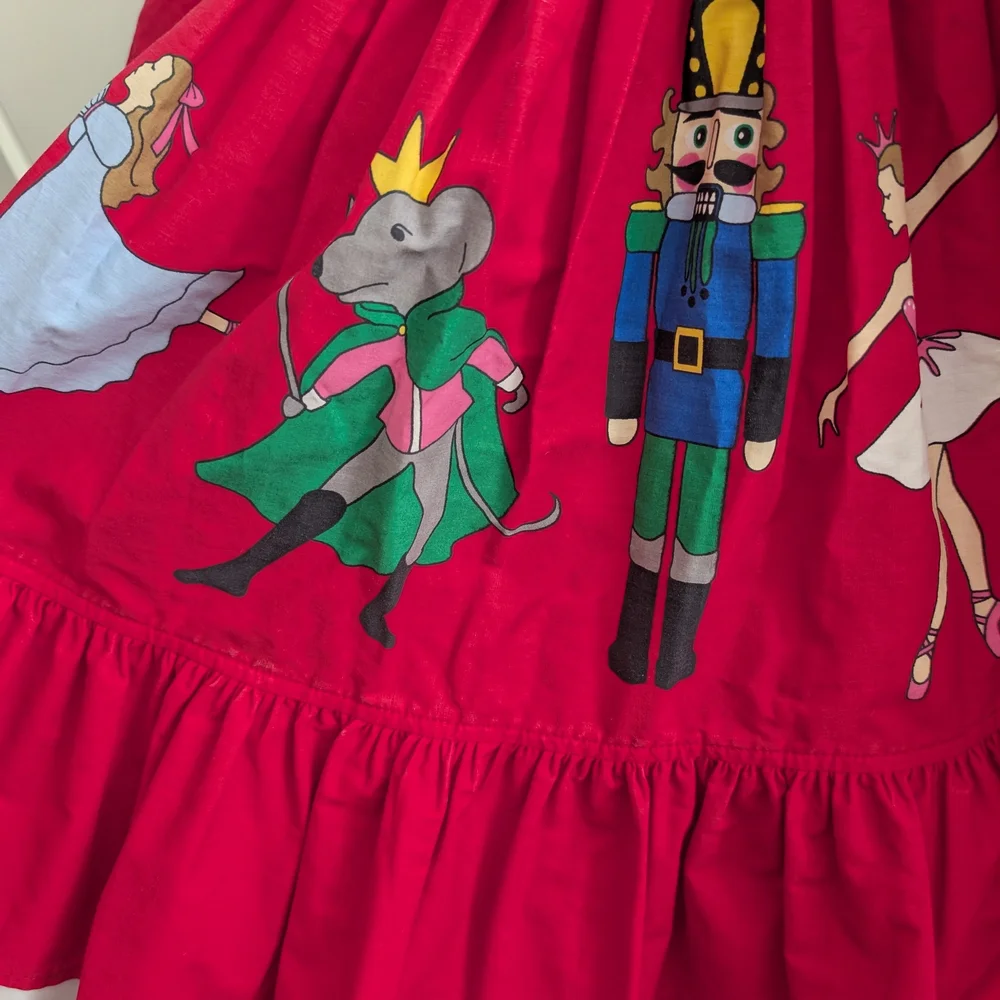 $ Vintage Eleanor‎ Red Christmas Dress with Festive Print And Bow Detail